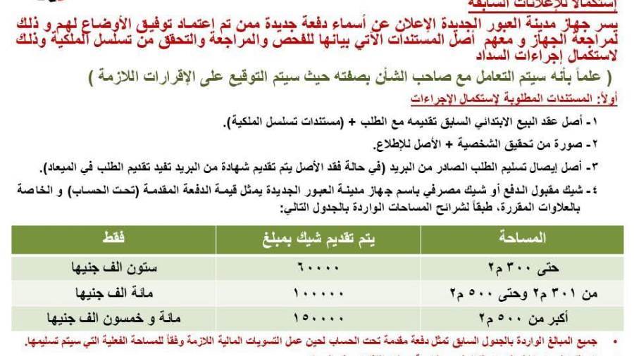 جهاز  العبور الجديدة يعلن  أسماء دفعة جديدة للتصالح بالقادسيه 