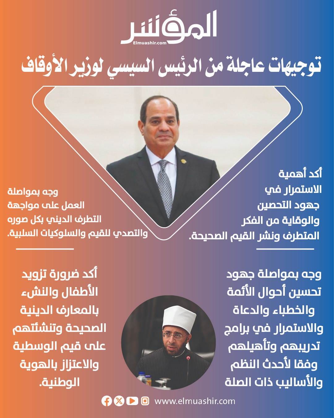 توجيهات رئاسية عاجلة لوزير الأوقاف