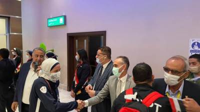 استقبال حافل من الشباب والرياضة لأبطال التايكوندو بمطار القاهرة
