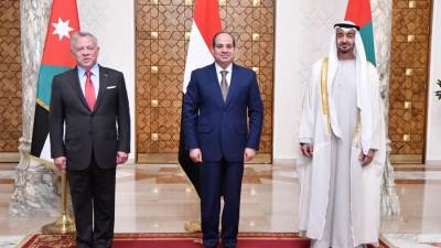 الرئيس السيسي يستقبل ملك الأردن وولى عهد أبو ظبى بقصر الاتحادية 