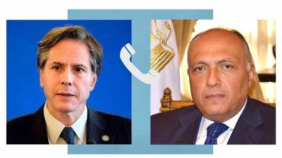 شكري ل" بلينكن" : يجب تنفيذ قرار مجلس الأمن بإقامة هدن وممرات إنسانية