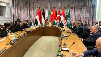 «شكري» وأعضاء اللجنة الوزارية العربية الإسلامية يلتقون وزير خارجية الصين