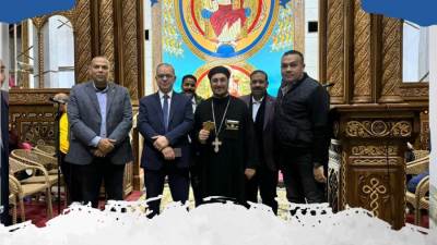 أحمد علي يزور أقباط مدينة العبور الجديدة مُهنئًا بعيد الميلاد المجيد