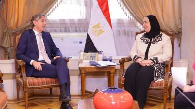 وزيرة التضامن تستقبل الممثل المقيم لبرنامج الأمم المتحدة الإنمائي في مصر