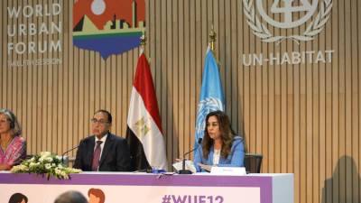 وزيرة التنمية المحلية: المنتدي فرصة لوضع حلول فعالة لحل مشكلة تغير المناخ