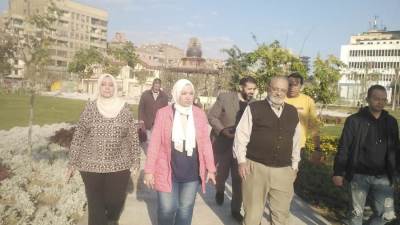 منى عبد السلام تتابع أعمال تطوير حديقة الأزبكية والصيانة بمنطقة الإسكان البديل بماسبيرو 