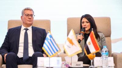 وزيرة التخطيط تلقي كلمة افتتاحية بمنتدى الأعمال المصري اليوناني القبرصي