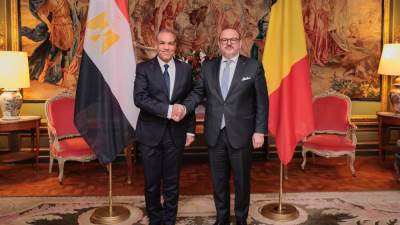 وزير الخارجية والهجرة يلتقى نظيره البلجيكى