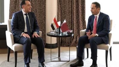 مدبولي يستقبل رئيس مجلس الوزراء وزير خارجية دولة قطر