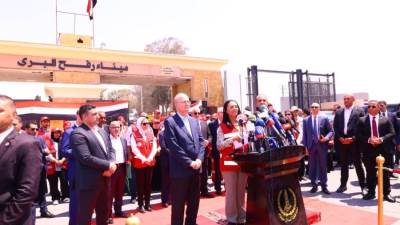 وزيرة التضامن من أمام معبر رفح.. أدخلنا 550 ألف طن مساعدات لغزة