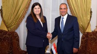 وزير الخارجية والهجرة يستقبل وزيرة خارجية فلسطين