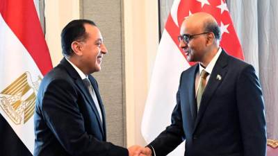 رئيس جمهورية سنغافورة يستقبل رئيس مجلس الوزراء