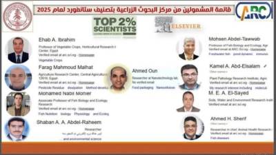 إدراج 9 من باحثي "مركز البحوث الزراعية" في قائمة ستانفورد 