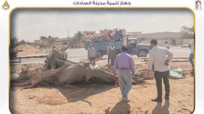 جهاز مدينة السادات يشن حملات موسعة لإزالة إشغالات الباعة الجائلين