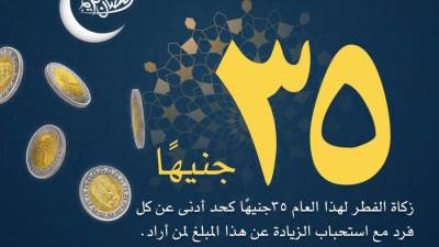دار الإفتاء المصرية: ٣٥ جنيهًا.. الحد الأدني لزكاة الفطر هذا العام
