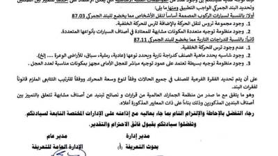 الجمارك تصدر منشورًا لتحديد صنف السيارات الخفيفة والدراجات النارية